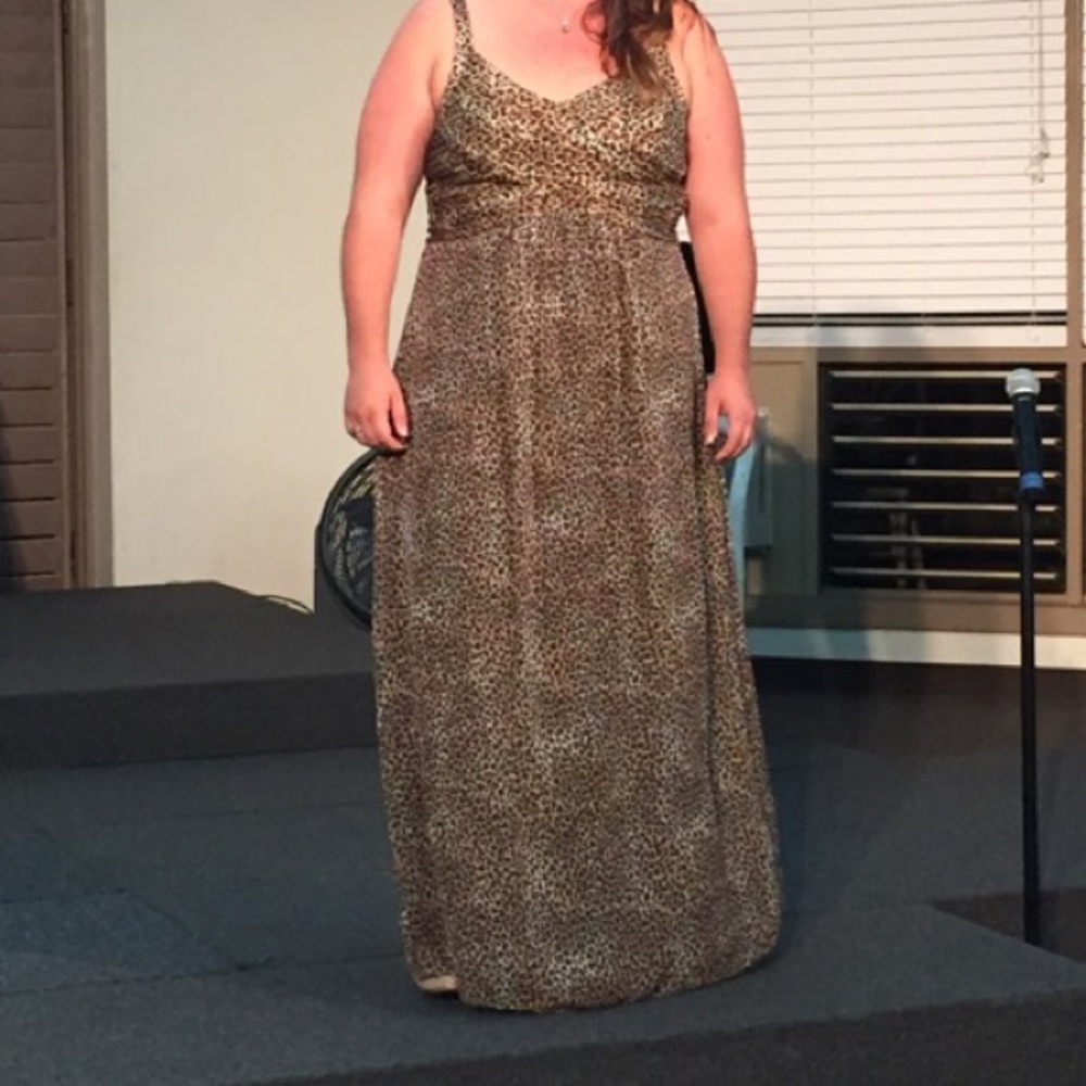 Leopard print floor length gown